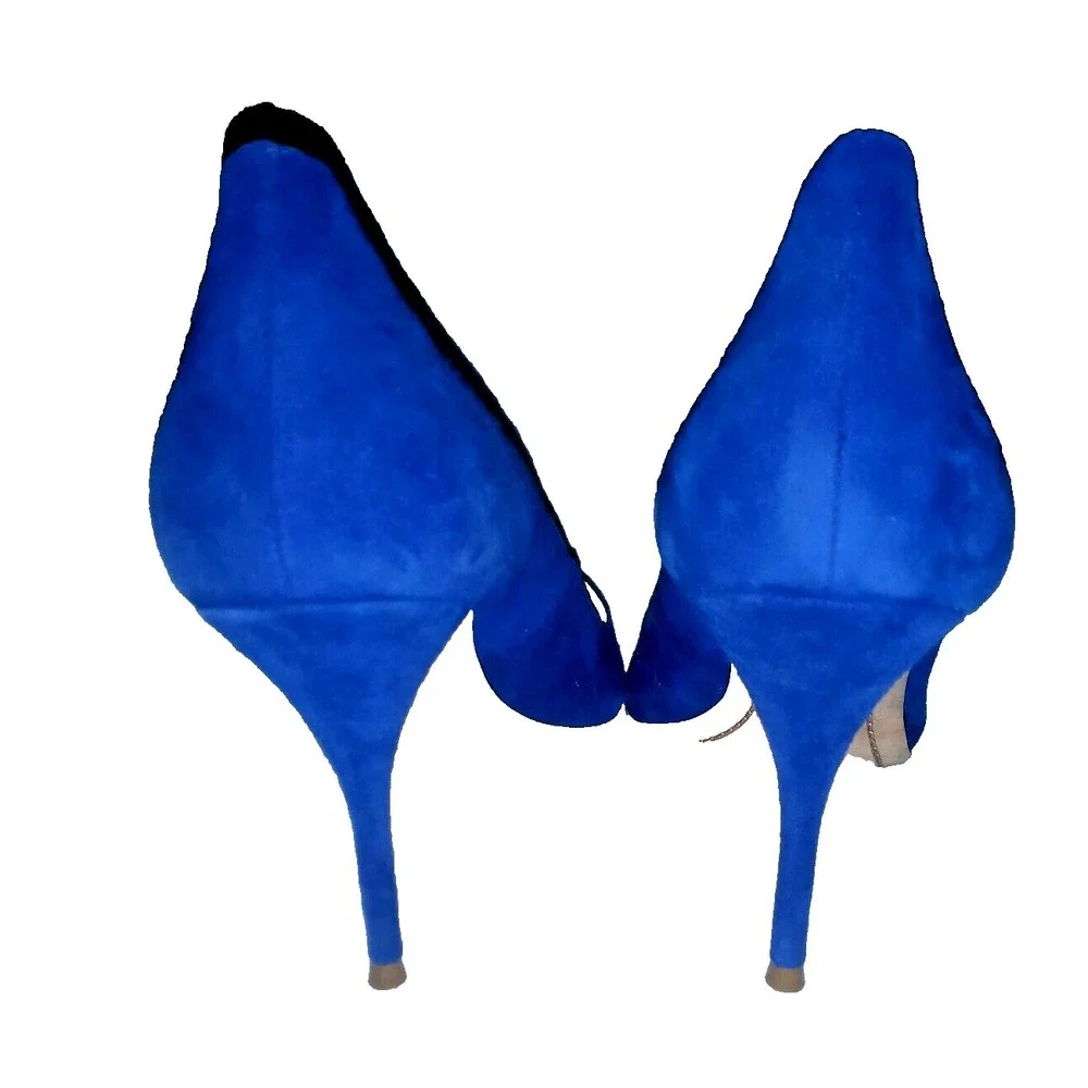 Sophia Webster Sz 40 Blue Suede Shoes 9 / 9.5 US   Made in Brazil Heels Stiletto - Picture 5 of 11